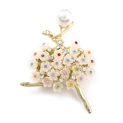 Ballerina Alloy Brooch with Resin Pearl JEWB-O009-20-1