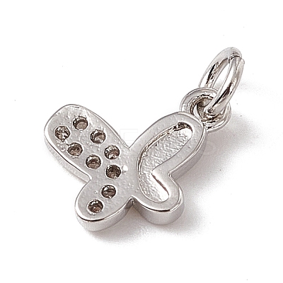 Brass Micro Pave Clear Cubic Zirconia Butterfly Charms ZIRC-F132-92P-1