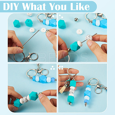 DIY Alloy & Aluminum Alloy Bar Beadable Keychain Making Kits DIY-TA0012-43P-1
