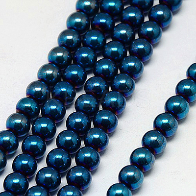 Electroplate Non-magnetic Synthetic Hematite Beads Strands G-J169A-6mm-03-1