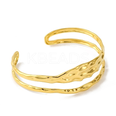 Ion Plating(IP) Fashionable 304 Stainless Steel Cuff Bangles for Women BJEW-B104-14G-1