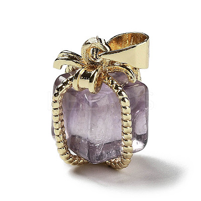 Natural Amethyst Gift Box Charms G-P523-01G-05-1