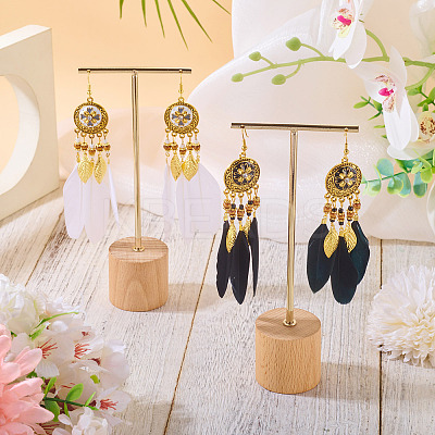 2Pairs 2 Colors Feather Chandelier Earrings EJEW-TA0001-81A-1