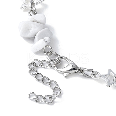 Natural Howlite Chip Link Bracelets BJEW-JB11592-01-1