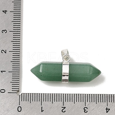 Natural Green Aventurine Double Terminal Pointed Pendants G-NH0001-15P-04-1