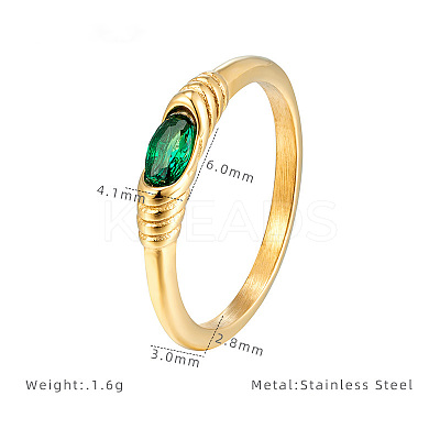 304 Stainless Steel with Cubic Zirconia Finger Rings FS-WG2ED2E-06-1