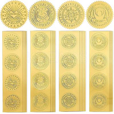 40 Sheets 4 Styles Plastic Self Adhesive Gold Foil Embossed Stickers DIY-CP0010-45-1