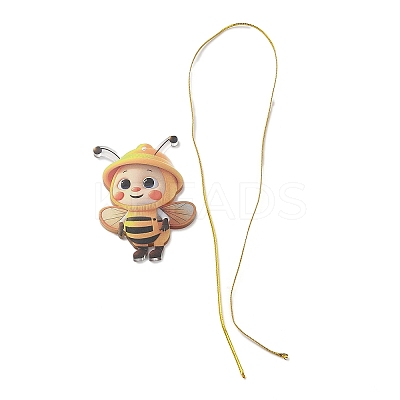 Cute Bees Acrylic Pendant Decoration HJEW-G026-01D-1