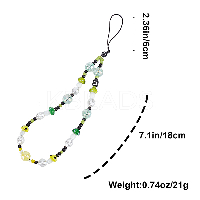 Resin Beaded Mobile Phone Lanyard Wrist Strap HJEW-WH0069-05-1