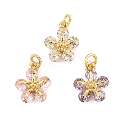 Brass Pave Cubic Zirconia Charms KK-Q085-14G-1
