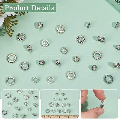 150Pcs 15 Styles Tibetan Style Alloy Beads Sets TIBEB-SC0001-50-1