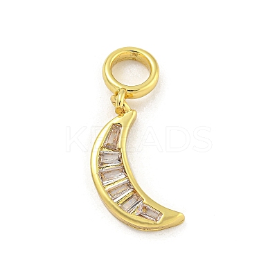 Rack Plating Brass Clear Cubic Zirconia European Dangle Charms KK-G513-38G-1