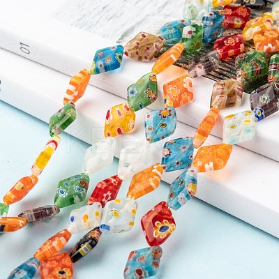 Rhombus Handmade Millefiori Glass Beads LK-R004-48-1