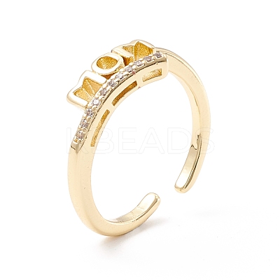 Word Mom Cubic Zirconia Cuff Ring KK-K262-03G-1