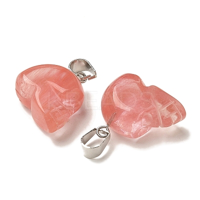 Cherry Quartz Glass Pendants G-Z067-02P-07-1