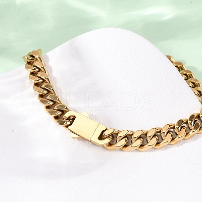 304 Stainless Steel Curb Chain Bracelets for Unisex BJEW-K283-01A-G-1