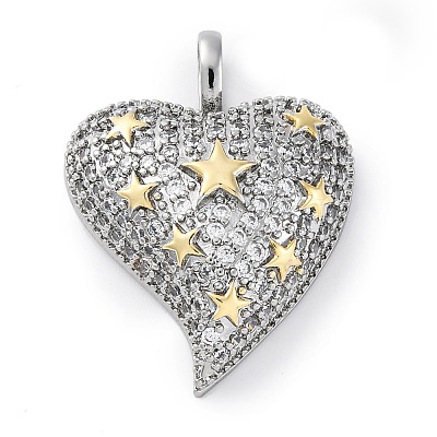 Brass Micro Pave Cubic Zirconia Pendants KK-S510-32GP-03-1