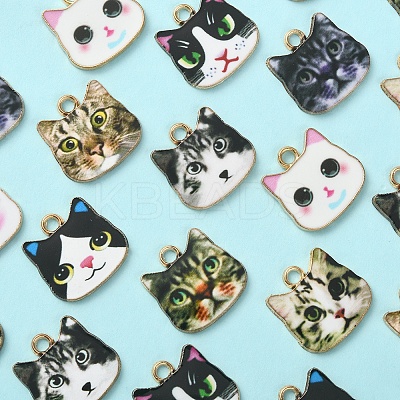 45Pcs 9 Styles Printed Alloy Pendants ENAM-CJ0003-46-1