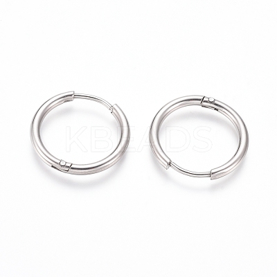 Tarnish Resistant 202 Stainless Steel Huggie Hoop Earrings X-EJEW-F111A-19mm-P-1