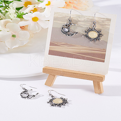 2 Pairs Sun & Moon Glass Asymmetrical Earrings EJEW-LP0001-16-1
