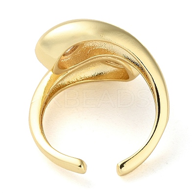 Rack Plating Brass with Clear Cubic Zirconia Open Cuff Rings RJEW-M158-06G-1