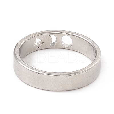 Non-Tarnish 201 Stainless Steel Moon and Star Finger Ring for Women RJEW-A006-02P-1