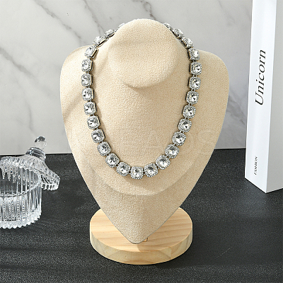 1Pc Zinc Alloy Pave Square Clear Glass Tennis Necklaces for Womem NJEW-SP0001-07S-1