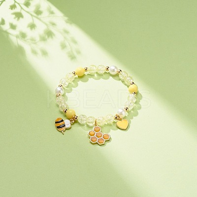 Acrylic Imitation Pearl Stretch Bracelet BJEW-JB08448-01-1