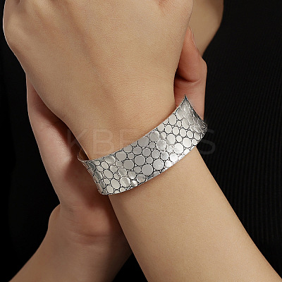 Iron Flat Round Pattern Cuff Bangles FS-WG8E476-01-1