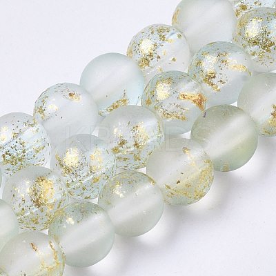 Frosted Spray Painted Glass Beads Strands GLAA-N035-03B-C09-1