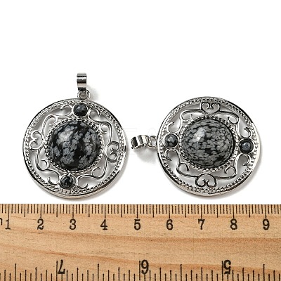 Natural Snowflake Obsidian Pendants G-Q158-03L-1