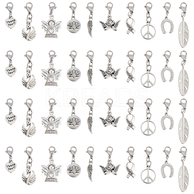 40Pcs 10 Styles Tibetan Style Alloy Pendant Decorations HJEW-SC0001-68-1