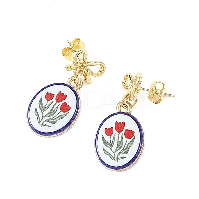 Printed Handmade Porcelain Dangle Earrings EJEW-JE07488-1