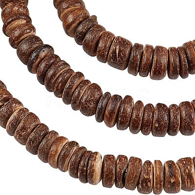 Natural Coconut Shell Rondelle Bead Strands COCB-OC0001-001B-1