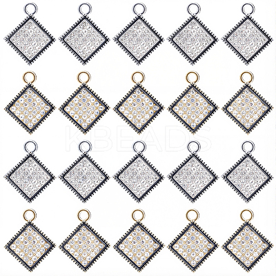 40Pcs 2 Colors Alloy Rhinestone Pendants FIND-SC0020-26-1