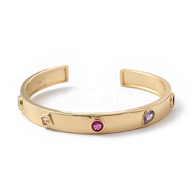 Rack Plating Brass Micro Pave Cubic Zirconia Bangles BJEW-C034-02G-1