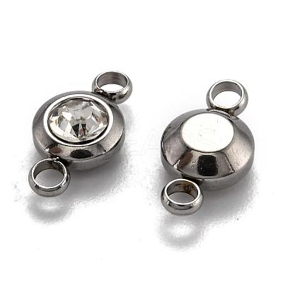 Flat Round 304 Stainless Steel Cubic Zirconia Links STAS-P029-M-1