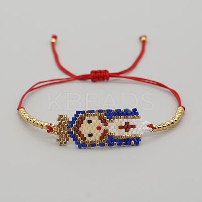 Nepal Ethnic Style Glass Seed Beaded Braided Bead Bracelets FY9516-2-1