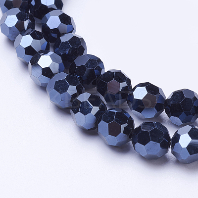 Faceted(32 Facets)(32 Facets) Electroplate Glass Beads Strand X-EGLA-J042-6mm-F01-1