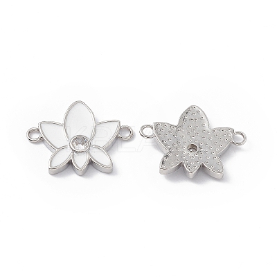 Rack Plating Brass Pave Clear Cubic Zirconia Connector Charms KK-B065-26P-03-1