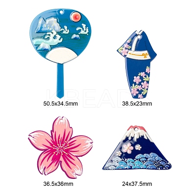 24Pcs 4 Style Acrylic Pendants KY-LS0001-08-1