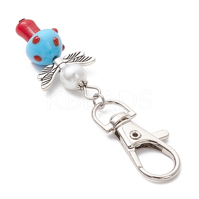 10Pcs Mushroom Angel Glass Pearl & Lampwork Pendant Decorations HJEW-MZ00232-1