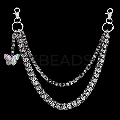 Acrylic Butterfly Layered Chain Belts for Jeans Pants HJEW-TAC0112-1