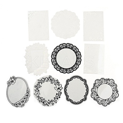 10Pcs 10 Styles Vintage Lace Waterproof PET Stickers Sets LS-DIY-M066-05D-1