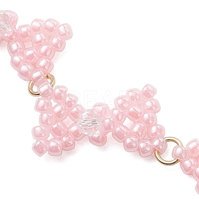 3Pcs 3 Colors Glass Seed Beads Bowknot Link Bracelets for Women BJEW-MZ00220-1