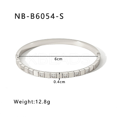 304 Stainless Steel Pave Cubic Zirconia Bangles FS-WG09E60-05-1