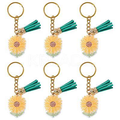 Acrylic Sunflower Pendant Keychains KEYC-TAC00010-1