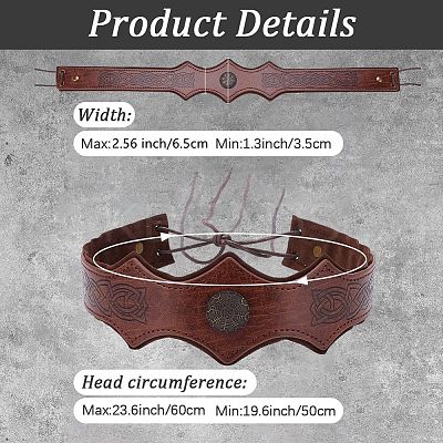 PU Leather & Alloy Headbands Hair Accessories for Women Girls OHAR-WH20009-02B-02-1