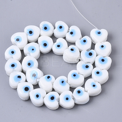 Handmade Evil Eye Lampwork Beads Strands LAMP-R143-07-1