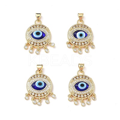 Lampwork Evil Eye Pendants with Colorful Cubic Zirconia ZIRC-L102-14G-03-1